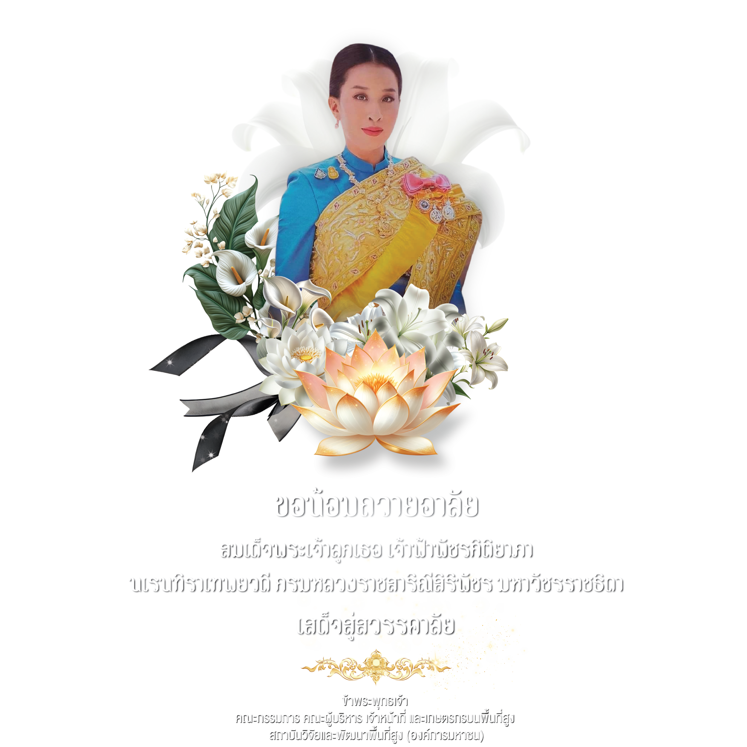 ขอน้อมถวายความอาลัย สมเด็จพระเจ้าลูกเธอ เจ้าฟ้าพัชรกิติยาภา นเรนทิราเทพยวดี เสด็จสู่สวรรคาลัย ด้วยสำนึกในพระกรุณาธิคุณตราบนิจนิรันดร์ : สวพส.